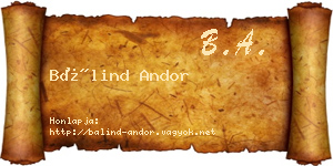 Bálind Andor névjegykártya