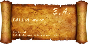 Bálind Andor névjegykártya