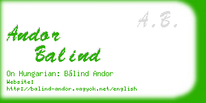 andor balind business card